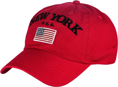 Vista 7 de NYFASHION101 Gorra ajustable de perfil bajo bordada con la bandera de Nueva York EE. UU Negro