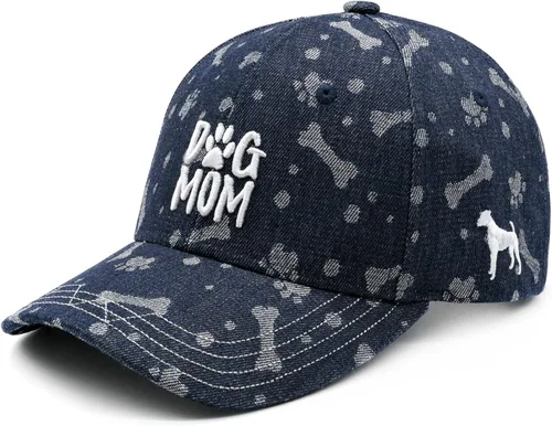 Vista 2 de Waldeal Gorra bordada de béisbol con diseño de perro para mujer, diseño de pata de jacquard, regalo para amantes