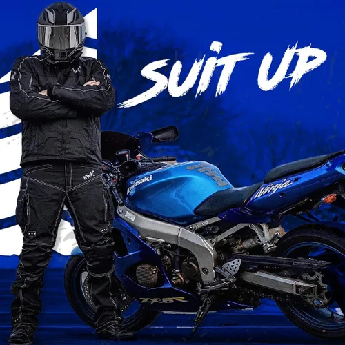 Vista 5 de HWK - Pantalones de motocicleta dual sport para hombre con tela de Cordura textil resistente al agua y armadura de protección contra impactos