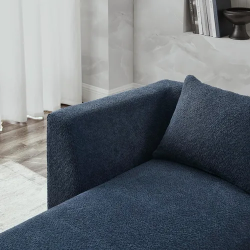 Vista 30 de Quarte Sofá seccional en forma de U, sofá modular con dos asientos individuales, dos sillas, combinación de bricolaje, tela de hilo en bucle Beige/5
