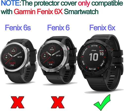 Vista 2 de RuenTech Funda compatible con Garmin Fenix 6X/6X Pro/Fenix 6X Sapphire Case Protector TPU Funda protectora Marco para Fenix 6X Smart Watch