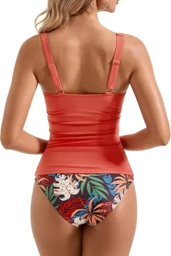 Vista 8 de SUUKSESS Traje de baño tankini sexy con efecto de realce y control de abdomen para mujer