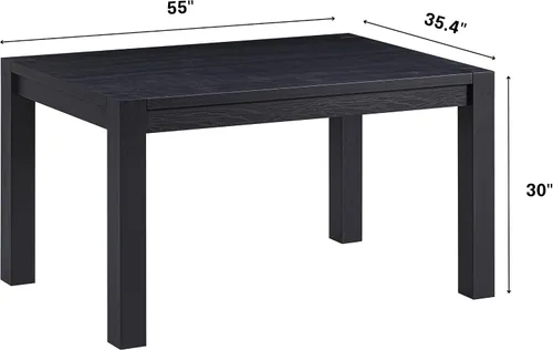 Vista 2 de NTC Block - Mesa de comedor moderna de 55 pulgadas, mesa rectangular para comedor, muebles de sala de estar, montaje sin esfuerzo, negro quemado