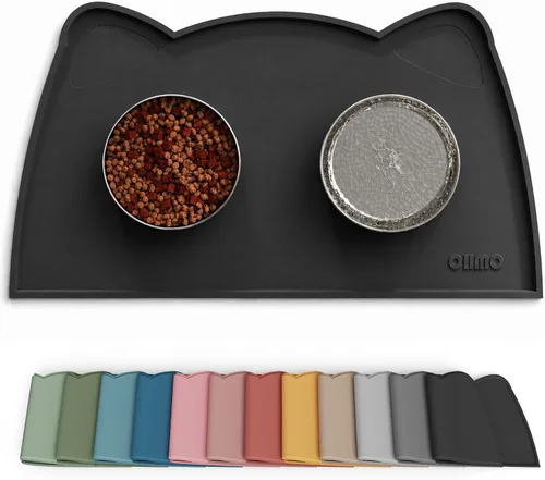 Vista 25 de OHMO - Tapete de silicona para comida para gatos, tapete de alimentación de mascotas para el piso, antideslizante e impermeable, bandeja para agua