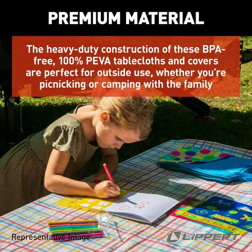 Vista 6 de Lippert Juego de manteles de vinilo para camping y picnic con material 100% PEVA, tela impermeable y resistente a las manchas