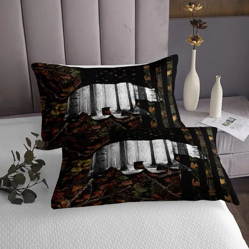 Vista 4 de Erosebridal Juego de edredón de oso tamaño individual, juego de colcha de animales de la selva para niños y niñas, juego de ropa de cama retro