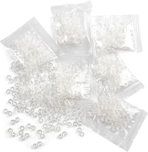 Vista 4 de OIIKI 1000 clips en forma de S, clips de banda de goma, kit de recambios de conectores de plástico para pulseras de telar de bricolaje, transparente