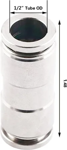 Vista 4 de Conectores de empuje recto de 1/2 unión para conectar accesorios de acero inoxidable, conectores de empuje neumáticos CEKER de 1/2 pulgadas x 1/2