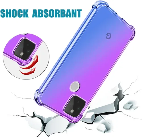 Vista 7 de Funda protectora para Google Pixel 5A 5G con protector de pantalla de vidrio templado, lindo degradado transparente delgado, a prueba de golpes, TPU