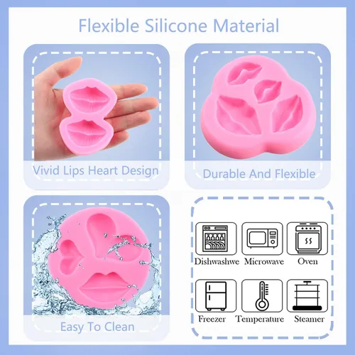 Vista 3 de Moldes de silicona para labios para fondant, colección de besos de labios, moldes de fondant para el día de San Valentín, para decoración