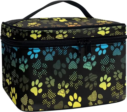 Vista 46 de Flashideas Bolsa de maquillaje para cosméticos Almacenamiento vertical Bolsa de maquillaje de viaje de gran capacidad, Caballo Azteca 1