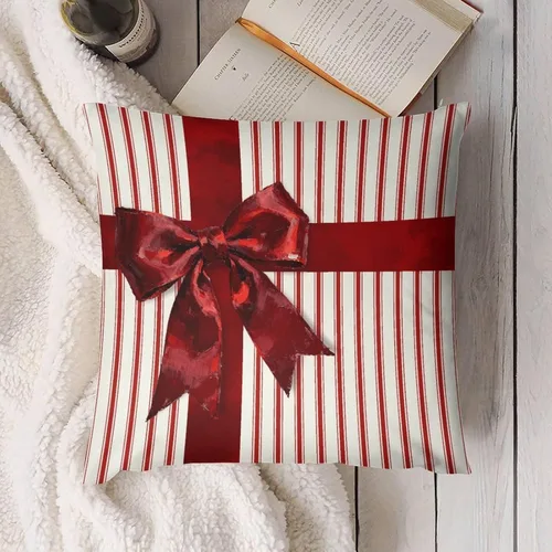 Vista 3 de Juego de 4 fundas de almohada decorativas de árbol de Navidad con estampado de ambos lados, 16 x 16 pulgadas, fundas de almohada de bosque