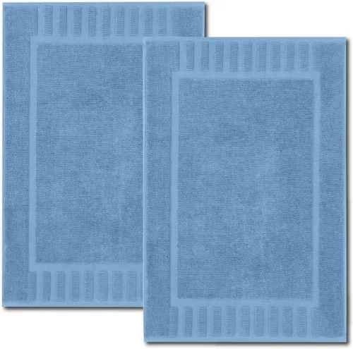 Vista 2 de White Classic Juego de 2 toallas de baño de lujo azul claro de 22 x 34 pulgadas y 8 toallas