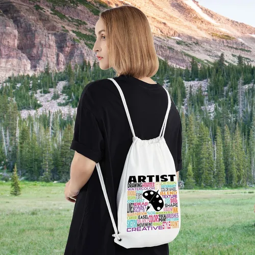 Vista 2 de LEVLO Bolsa de lona para artista, regalo para profesor de arte, bolso de hombro artístico para estudiantes de arte graduado