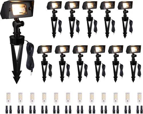 Vista 28 de Gardenreet Luz de Inundación de Latón Sólido - Iluminación de Lavado de Pared LED de Bajo Voltaje para Paisaje 12V, Impermeable IP65 para Exterior