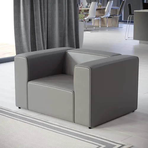 Vista 14 de Modway Mingle Sofá seccional de cuero vegano Silla con brazo izquierdo en gris