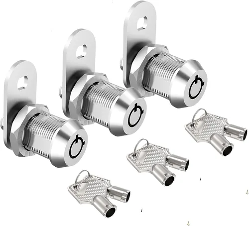 Vista 12 de Paquete de 1 cerradura de gabinete con llaves, cerraduras tubulares de leva de 5/8 pulgadas con llave similar, cerradura de RV para armarios