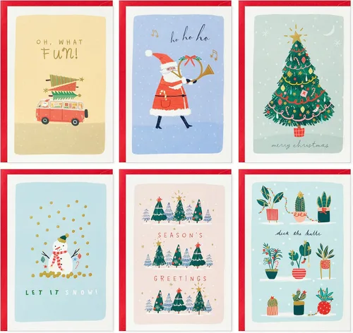 Vista 8 de Hallmark - Tarjetas de Navidad en caja, gatos y perros (4 diseños, 12 tarjetas y sobres)