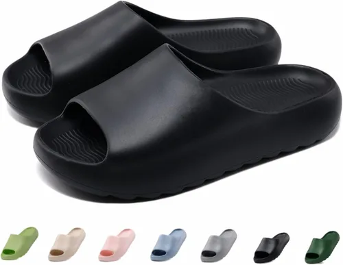 Vista 27 de Sandalias acolchadas para mujeres, hombres y niños, cómodas, antideslizantes, suaves, impermeables, para baño, ducha, sandalias acolchadas de suela