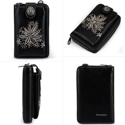 Vista 3 de Montana West Monederos pequeños cruzados para teléfono celular de estilo occidental para mujer, cartera con bolsillo para monedas