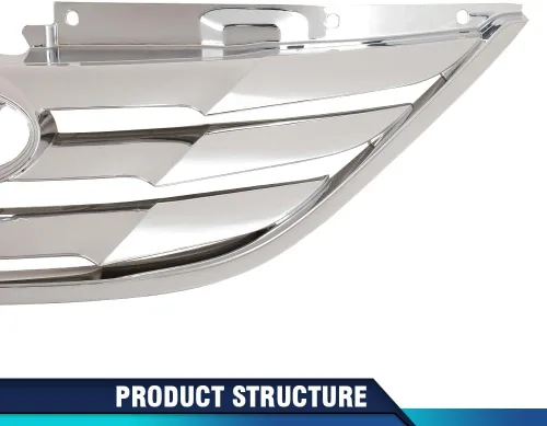 Vista 5 de PIT66 Conjunto de parrilla delantera cromada compatible con Sonata 2011 2012 2013 HY1200154 863503S100