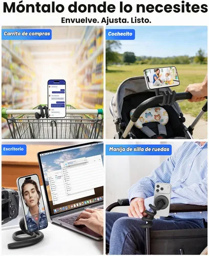 Vista 6 de Soporte de teléfono flexible para cinta de correr, soporte magnético de cuello de cisne para teléfono celular