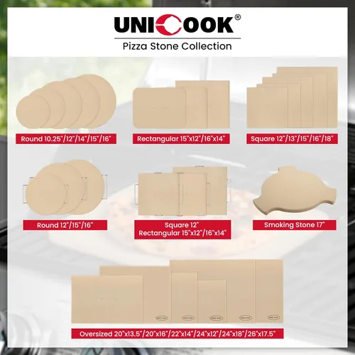 Vista 7 de UNICOOK - Piedra redonda para hornear pizza, 10", 12", 14", 15", 16", para horno y parrilla Even Heating and Consistent Heat Retention, Creates