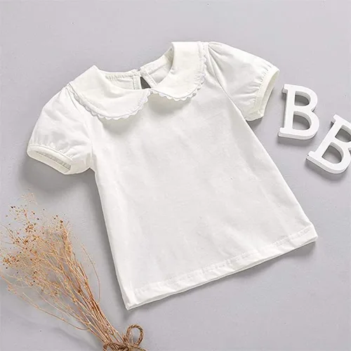 Vista 2 de Admireme Camisa con cuello de Peter Pan para bebé, camiseta de manga corta para niñas