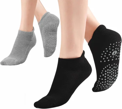 Vista 2 de Calcetines de pilates para mujer, calcetines acolchados antideslizantes para yoga, hospital, barras, deportes para el hogar, calcetines 24 pares
