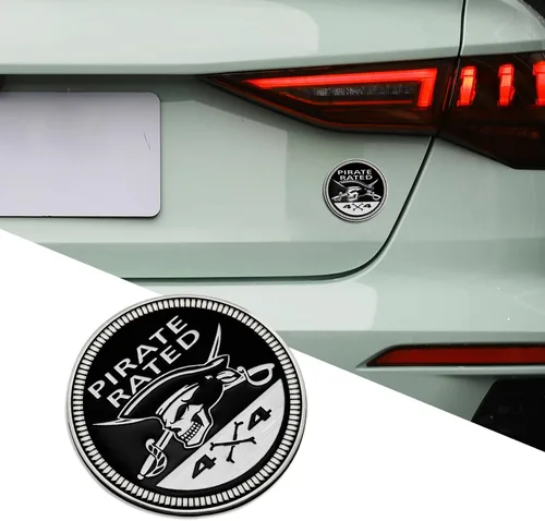Vista 10 de Insignias de metal 3D para automóvil, emblema de cerveza de 4 x 4, insignia redonda de decoración exterior automotriz para automóviles, camiones