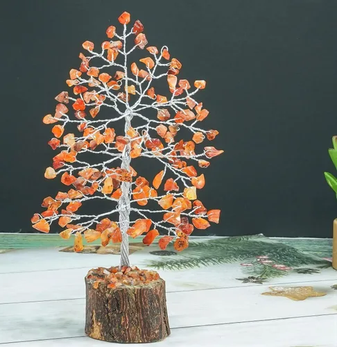 Vista 3 de Crocon® Bonsái de árbol de cristal curativo de cornalina, decoración de escritorio para mujer, decoración de habitación y oficina, regalo