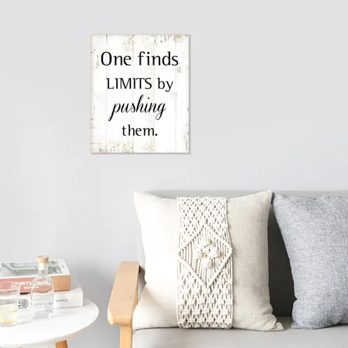 Vista 3 de One Finds Limits by Pushing Them - Letreros de madera retro para pared, divertido versículo de la Biblia, porche, decoración de pared, casa
