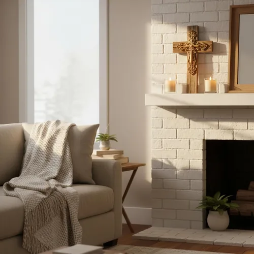 Vista 6 de Comfy Hour - Decoración de pared cruzada de 13 pulgadas, cruz de pared en capas, tono cobre Wall crosses for home decor, large decorative cross