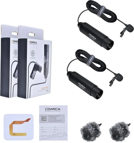 Vista 7 de COMICA XLR - Micrófono de solapa de 48 V Phantom Power, CVM-V02O, micrófono de solapa omnidireccional de 5.9 pies para videocámaras Canon Sony