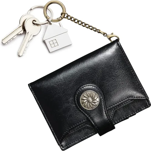 Vista 8 de Travelambo Rfid Wallet Mujeres Cuero Bifold Compacto Pequeña Cartera para Mujeres, Negro -, Compacto