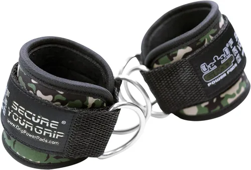 Vista 9 de Correas de tobillo para máquinas de cable con doble anillo en D, puños de neopreno premium ajustables para mejorar piernas, abdominales y glúteos