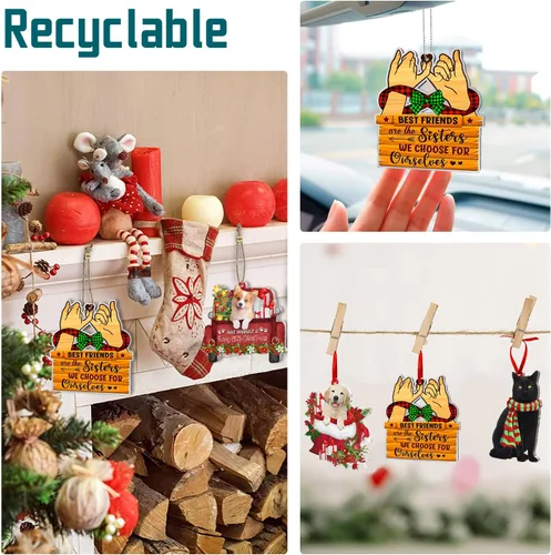 Vista 5 de Adorno de Navidad de Friends 2023, Besties Forever, adorno de aluminio de doble cara (no 3D), regalo para Navidad, decoración de mejores amigas son