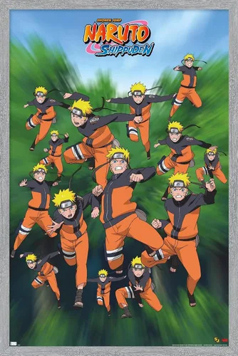Vista 16 de Trends International Naruto Shippuden - Póster de pared de poses, 14.725 x 22.375 pulgadas, versión enmarcada de madera de granero
