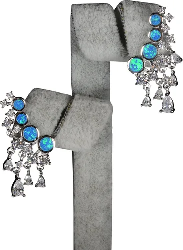 Vista 3 de Tingle Alexandrite Stud Pendientes de plata de ley para mujer, pendientes de plata de ley con ópalo de oruga