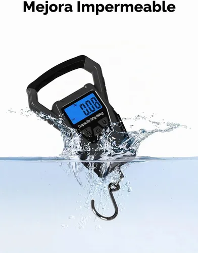 Vista 4 de HEETA Báscula de pescado digital impermeable con pantalla LCD retroiluminada, 110 libras / 110.2 lbs, báscula portátil para colgar para el hogar