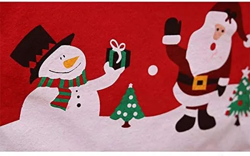 Vista 3 de Ewer Funda para silla con gorro de Papá Noel, 6 fundas de silla de Navidad, decoración no tejida, muñeco de nieve rojo, cubierta trasera para silla