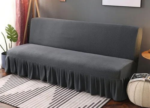 Vista 14 de IMYOGI Fundas de sofá de alta elasticidad sin brazos con falda, funda elástica ajustable de color sólido, protector de muebles para niños, mascotas