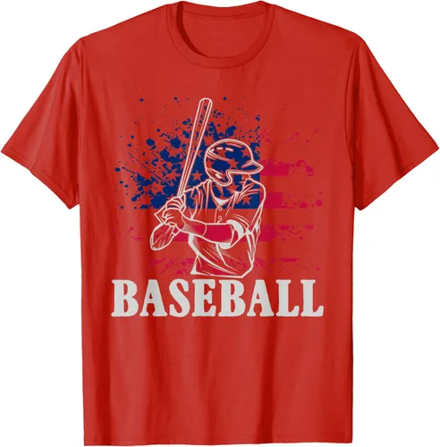 Vista 82 de Camiseta de béisbol deportiva estadounidense con bandera estadounidense, Negro, S