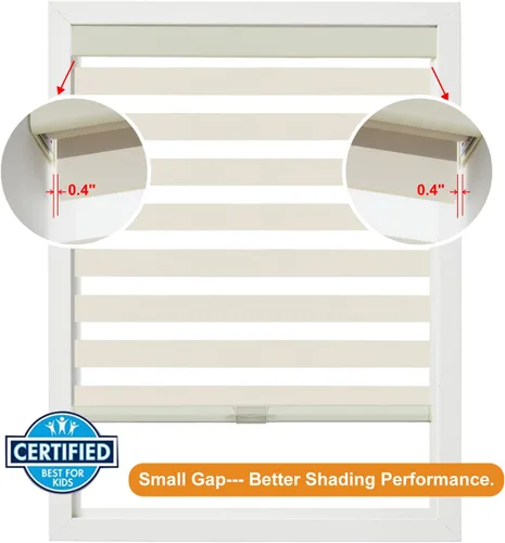 Vista 5 de Persilux Persiana enrollable opaca, inalámbrica, cebra, beige, filtro de luz, casete mejorado, día, noche, ventanas, hogar y oficina, cocina