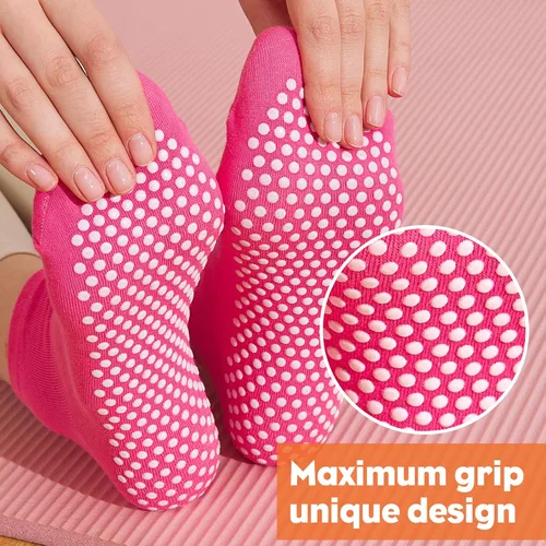 Vista 2 de 12 pares de calcetines de agarre de pilato para mujer, calcetines de yoga antideslizantes con agarres, calcetines de hospital, calcetines de tobillo
