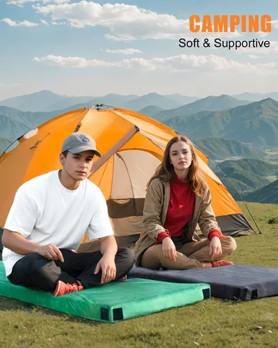 Vista 6 de Aodisman Colchón de espuma viscoelástica gruesa para campamento almohadilla para dormir, colchón enrollable portátil impermeable de 3 pulgadas