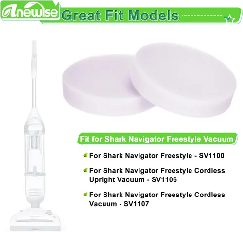 Vista 2 de Anewise Paquete de 4 filtros SV1106 para aspiradora vertical inalámbrica Shark Navigator Freestyle SV1112, SV1106, SV1107, SV1100, Freestyle Max