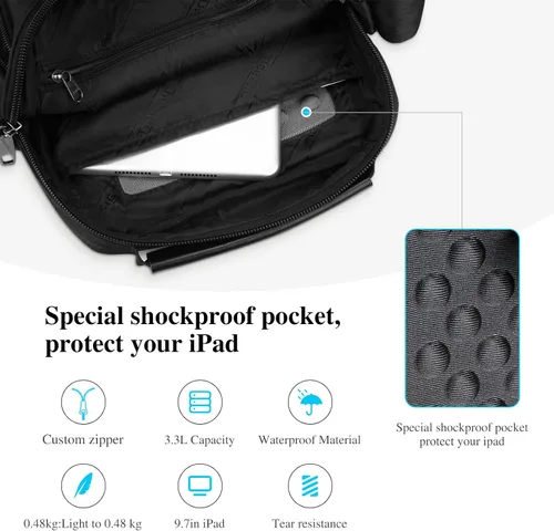 Vista 6 de BAIGIO Bolsa de mensajero para hombre bolsa de viaje