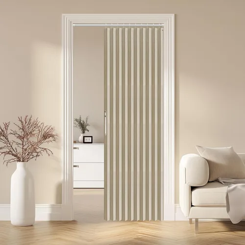 Vista 21 de AJAZZ Cortina de puerta magnética 100% opaca de acordeón para armario, cortina invisible para puerta interior de dormitorio, sala de estar, pasillo