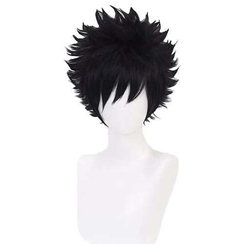 Vista 2 de Lwiuentx MHA Cosplay Dabi peluca corta negra+gorra de peluca gratis